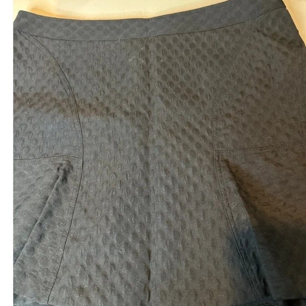 Worthington Mini Skirt Women Size 18 Black Good Textured Flounce Lined